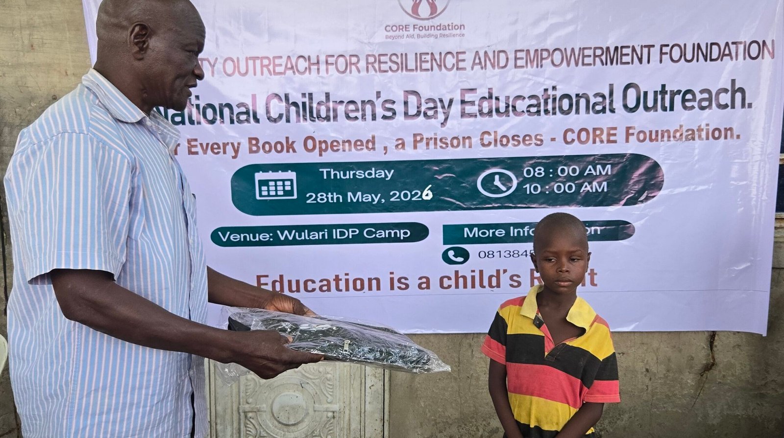 A child recieving gift aid